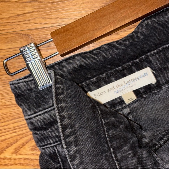Pilcro & The Letterpress Anthropologie Black Button Front Denim Skirt High Rise - Picture 4 of 8